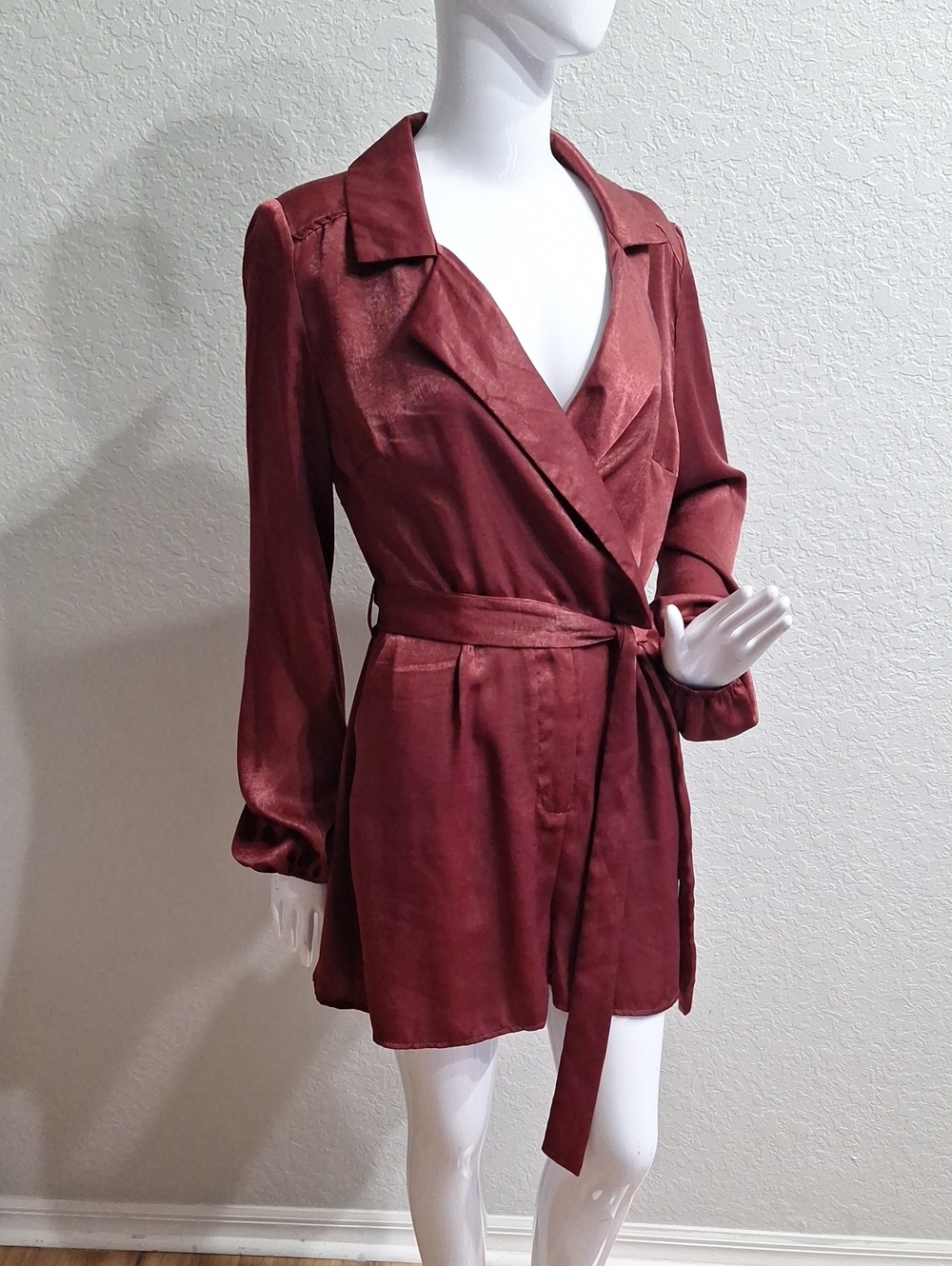 Glam Shimmering Burgundy Dressy Romper